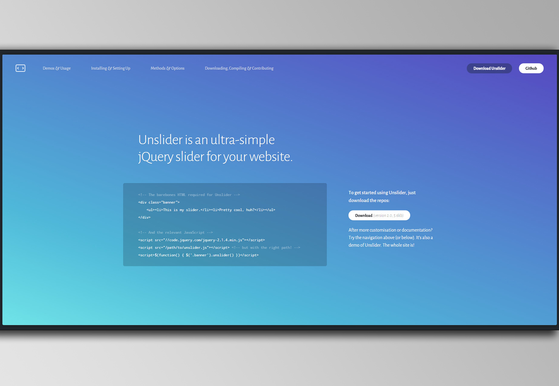 50+ fresh resources for designers, January 2016 Unslider: Simple jQuery Carousel Slider