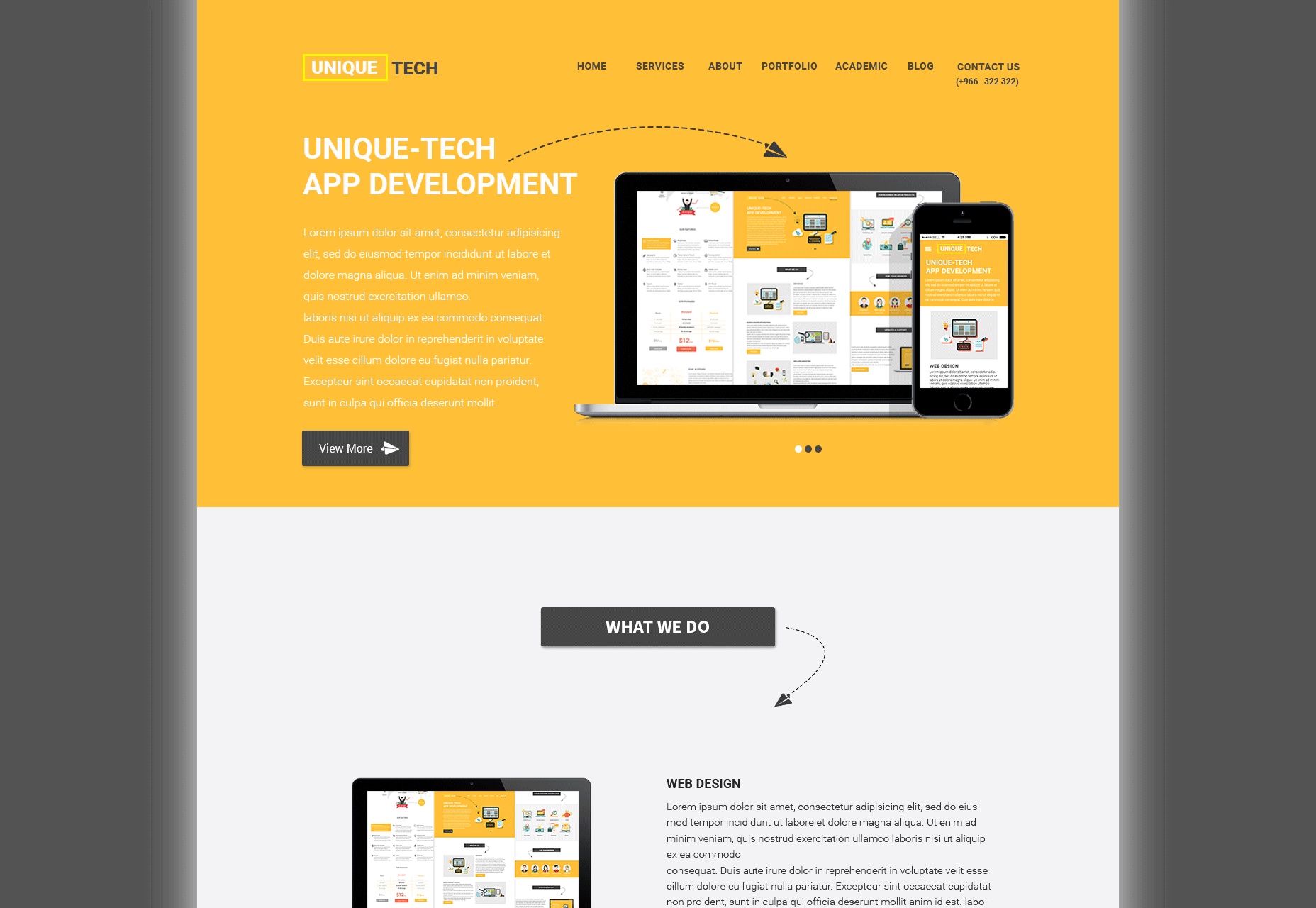 Unique-tech: Website Flat Style UI