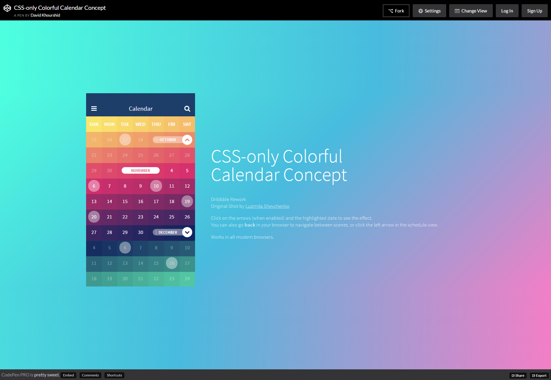 CSS-only Colorful Calendar Concept