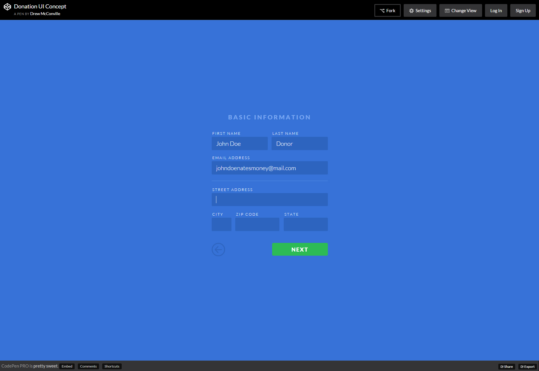Donation UI Concept