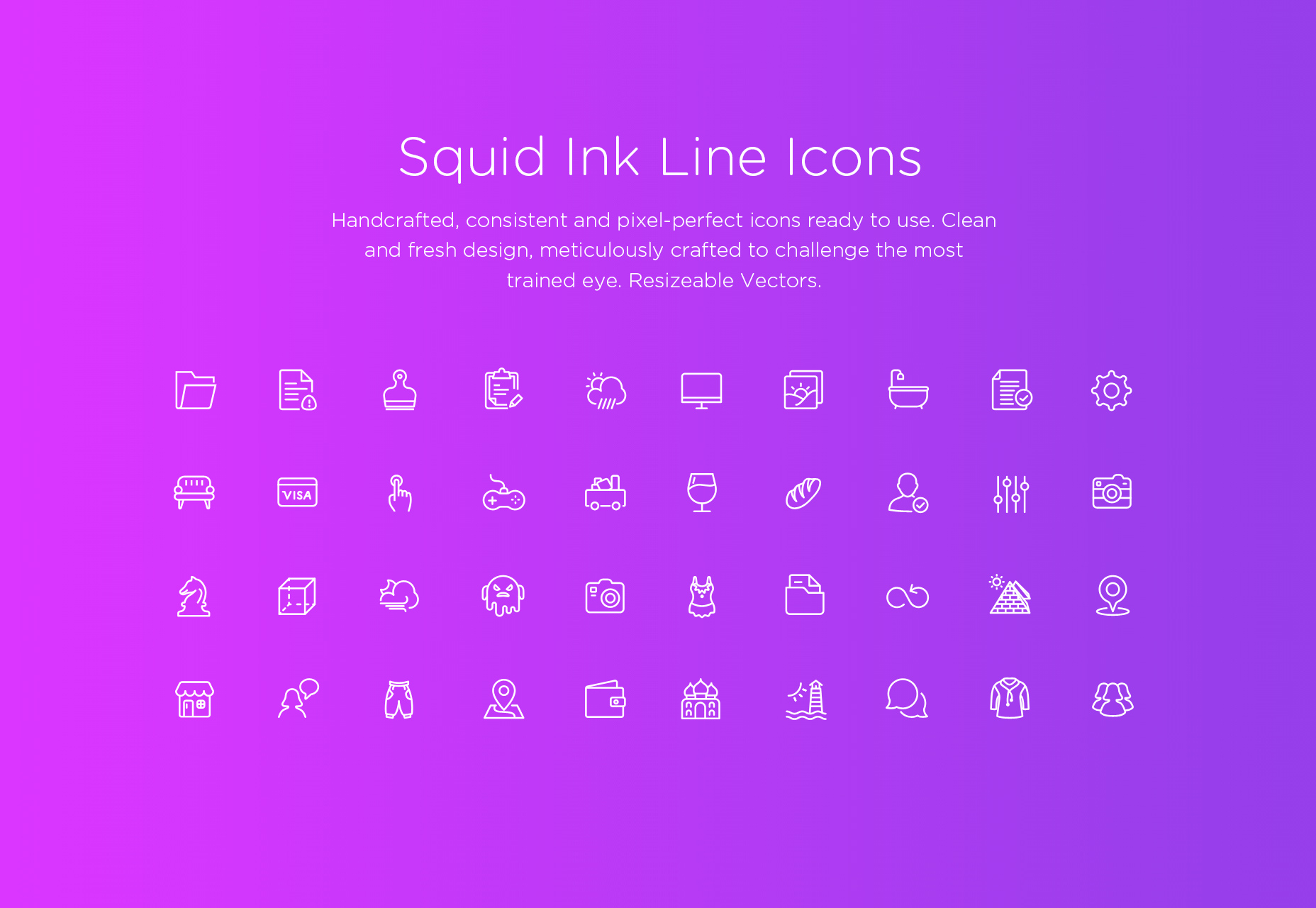 50+ fresh resources for designers, November 2015 Squid Ink: Vector Line Icons Pack
