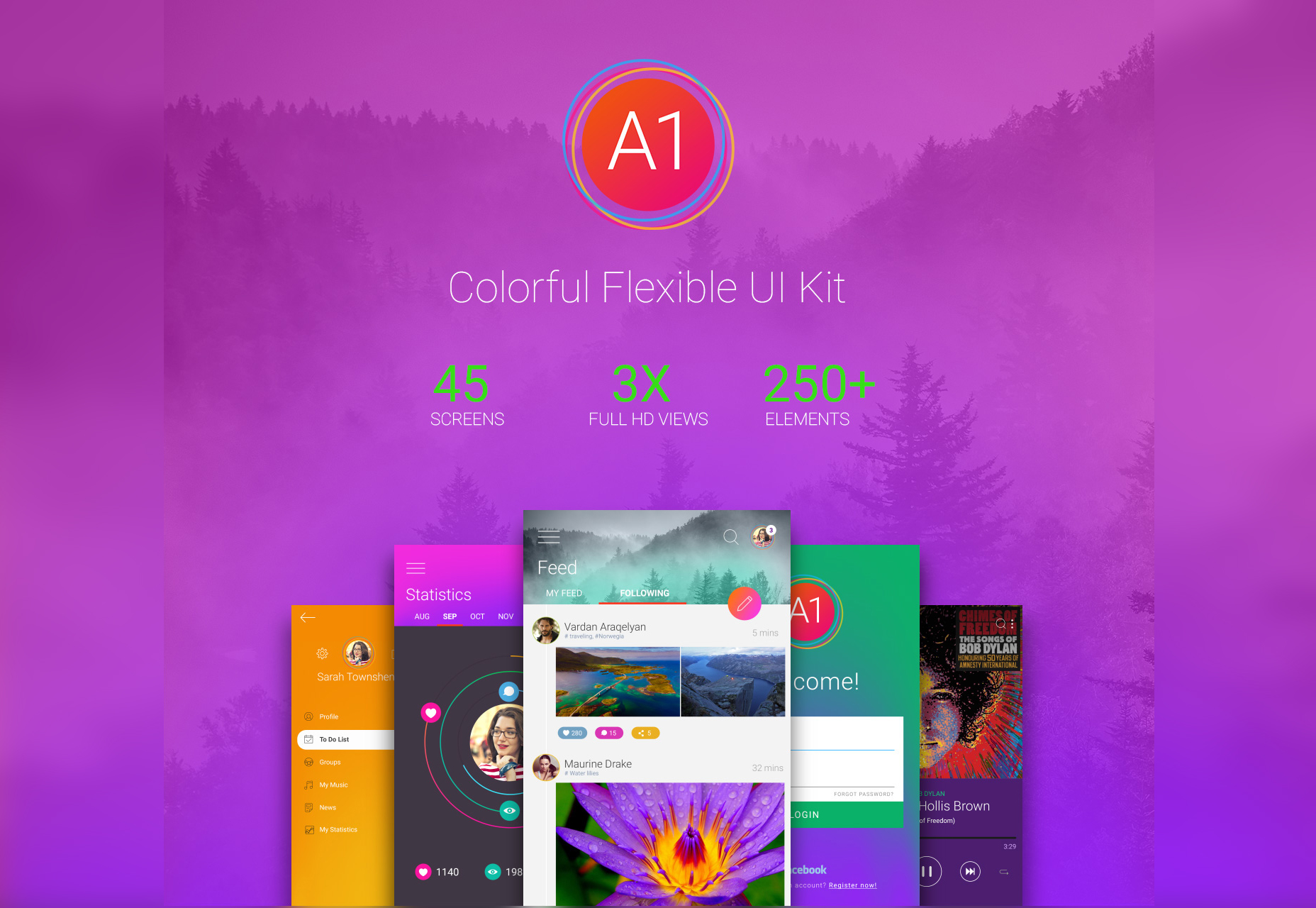 50+ fresh resources for designers, November 2015 A1: Colorful & Flexible UI Kit