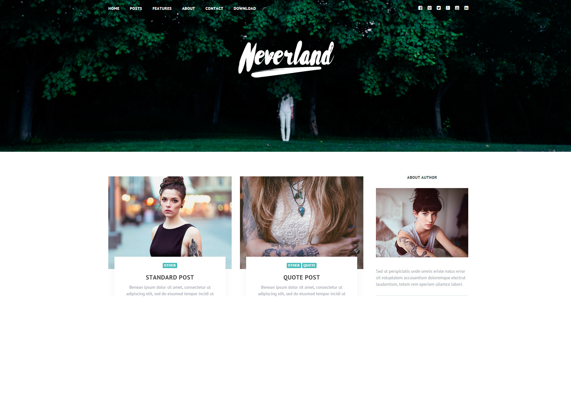 50+ fresh resources for designers, November 2015 Neverland: Free Personal Blog WordPress Theme