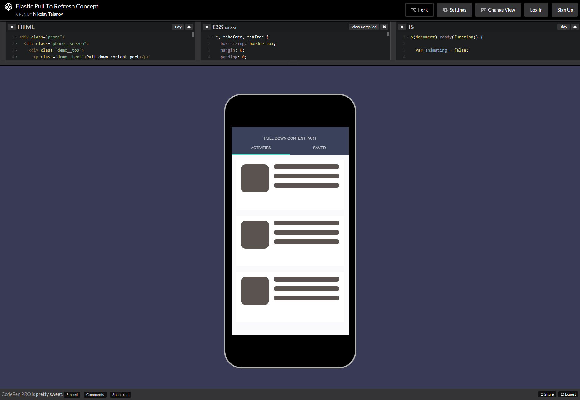50+ fresh resources for designers, November 2015 Elastic Pull To Refresh Concept