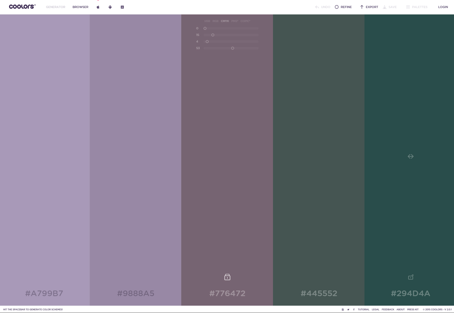 50+ fresh resources for designers, November 2015 Coolors: Versatile Color Scheme Generator
