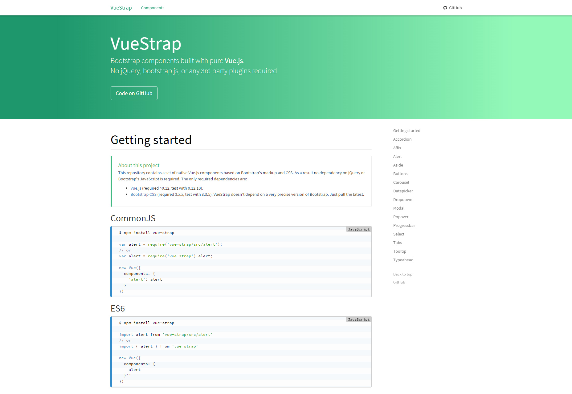 50+ fresh resources for designers, November 2015 VueStrap.js: JavaScript Bootstrap Components