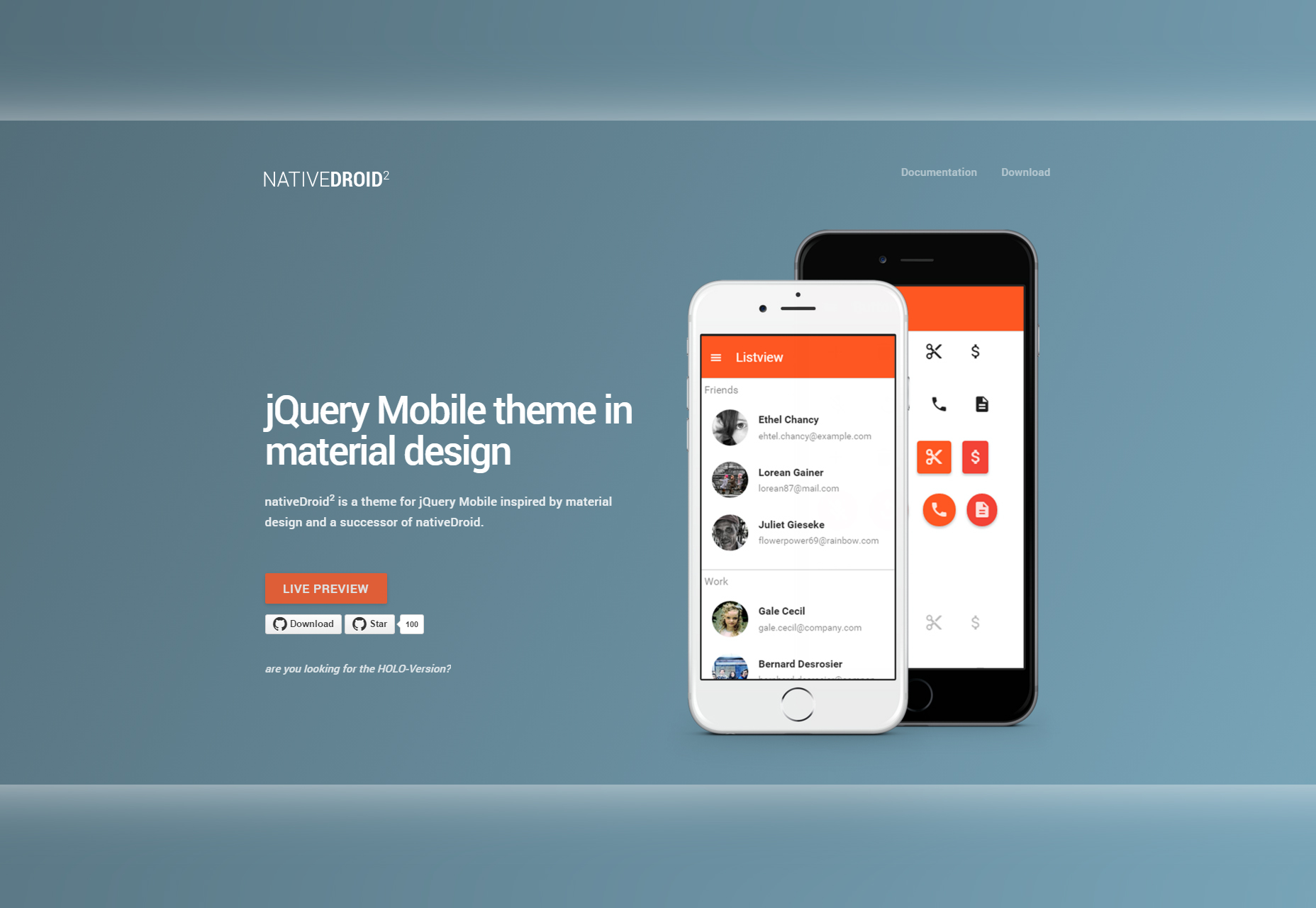 50+ fresh resources for designers, November 2015 NativeDroid2: Material Design Theme for JQuery Mobile