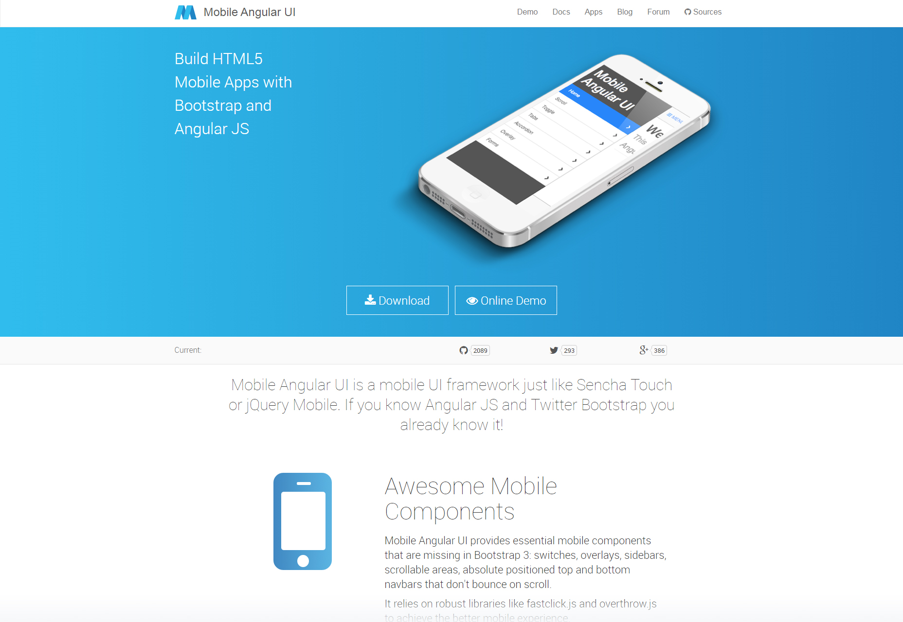 50+ fresh resources for designers, November 2015 AngularJS & Bootstrap Mobile UI Framework