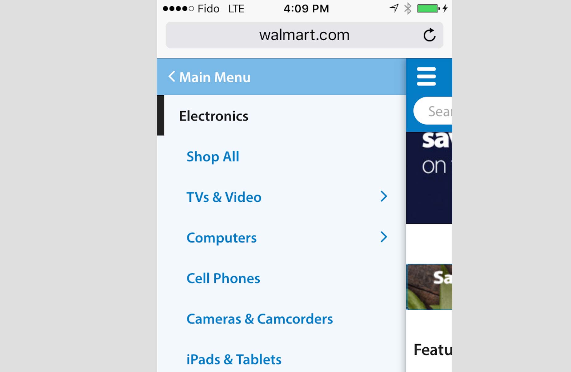 Essential tips for converting a desktop site, to mobile Walmart-Mobile-Navigation-Screenshot