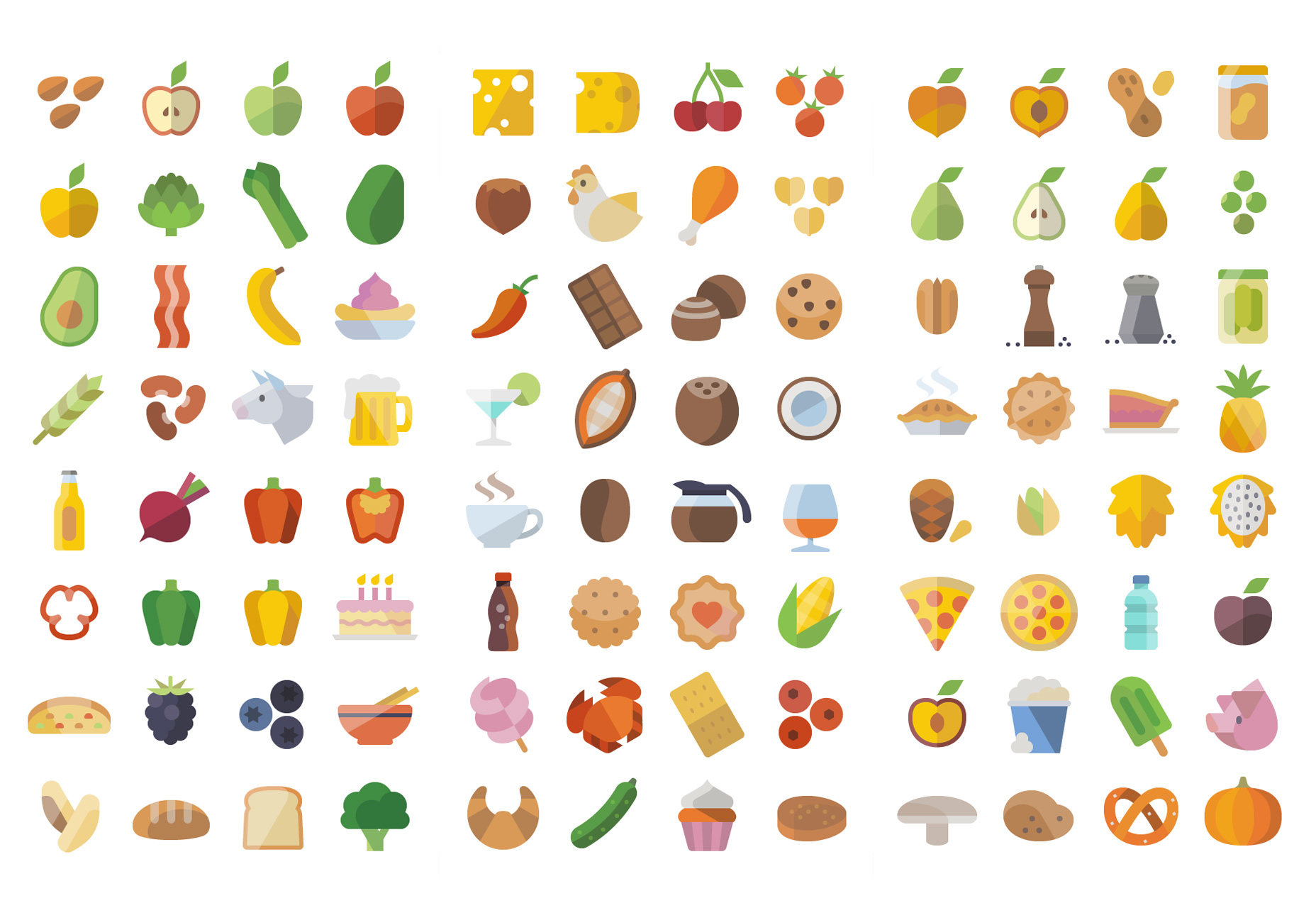50+ fresh resources for designers, October 2015 Huge Flat Food Icons Set