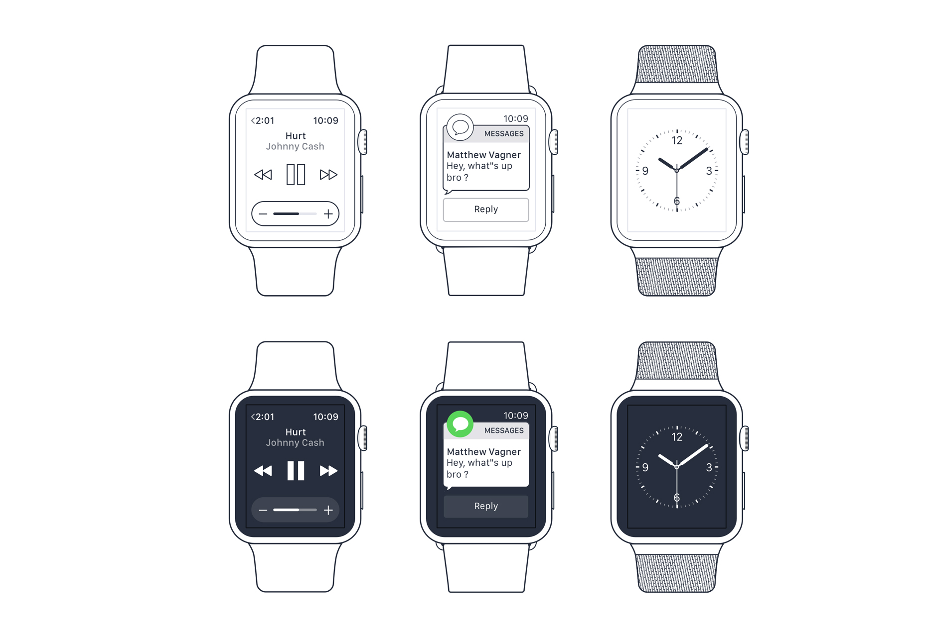 50+ fresh resources for designers, October 2015 Apple Watch Sketch Wireframe Set