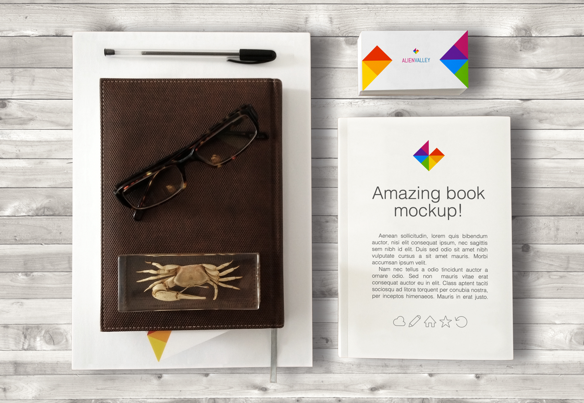 50+ fresh resources for designers, October 2015 Book and Business Card Mockup
