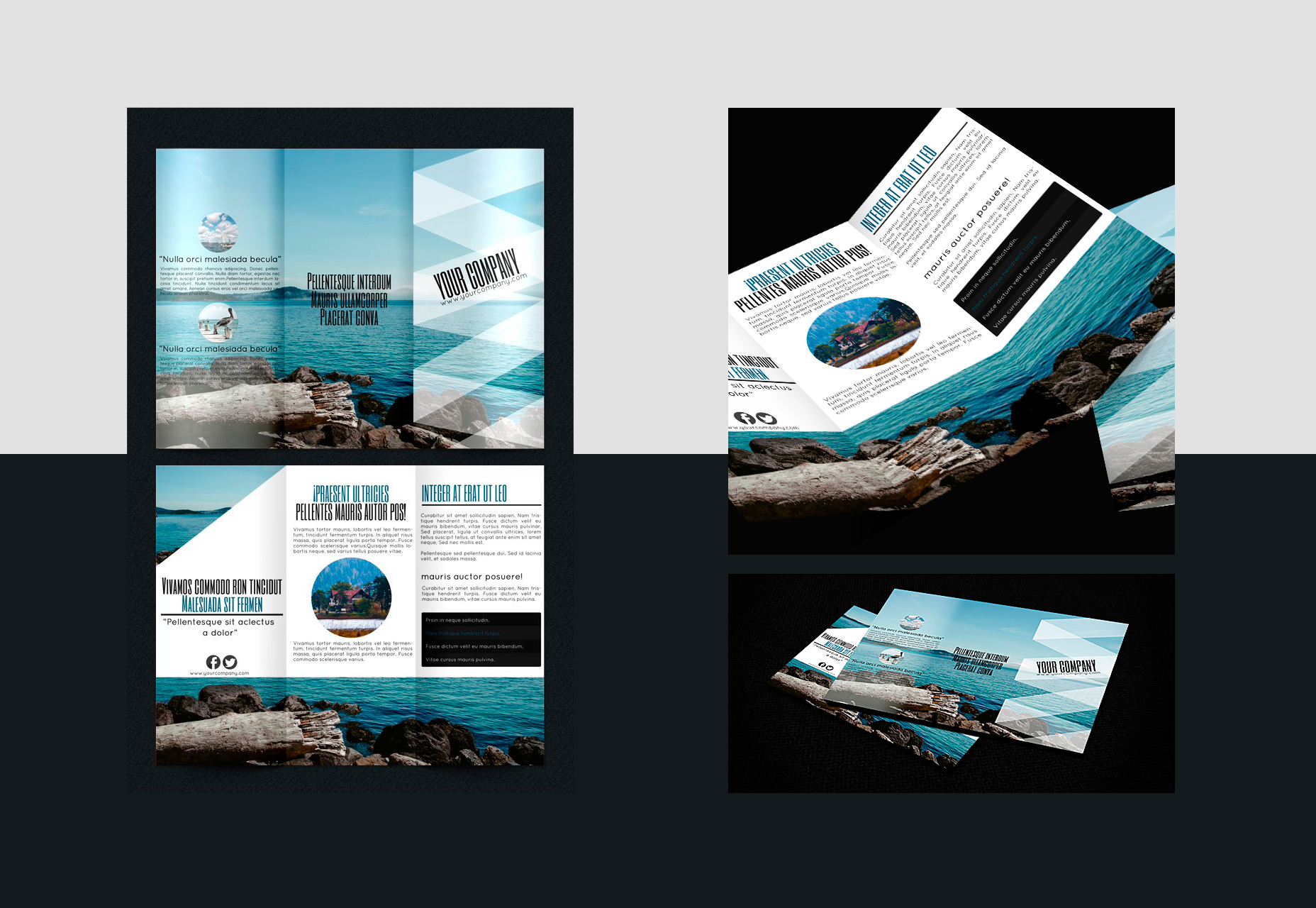 50+ fresh resources for designers, October 2015 Tourism-schemed Trifold Brochure PSD, INDD & Ai Template