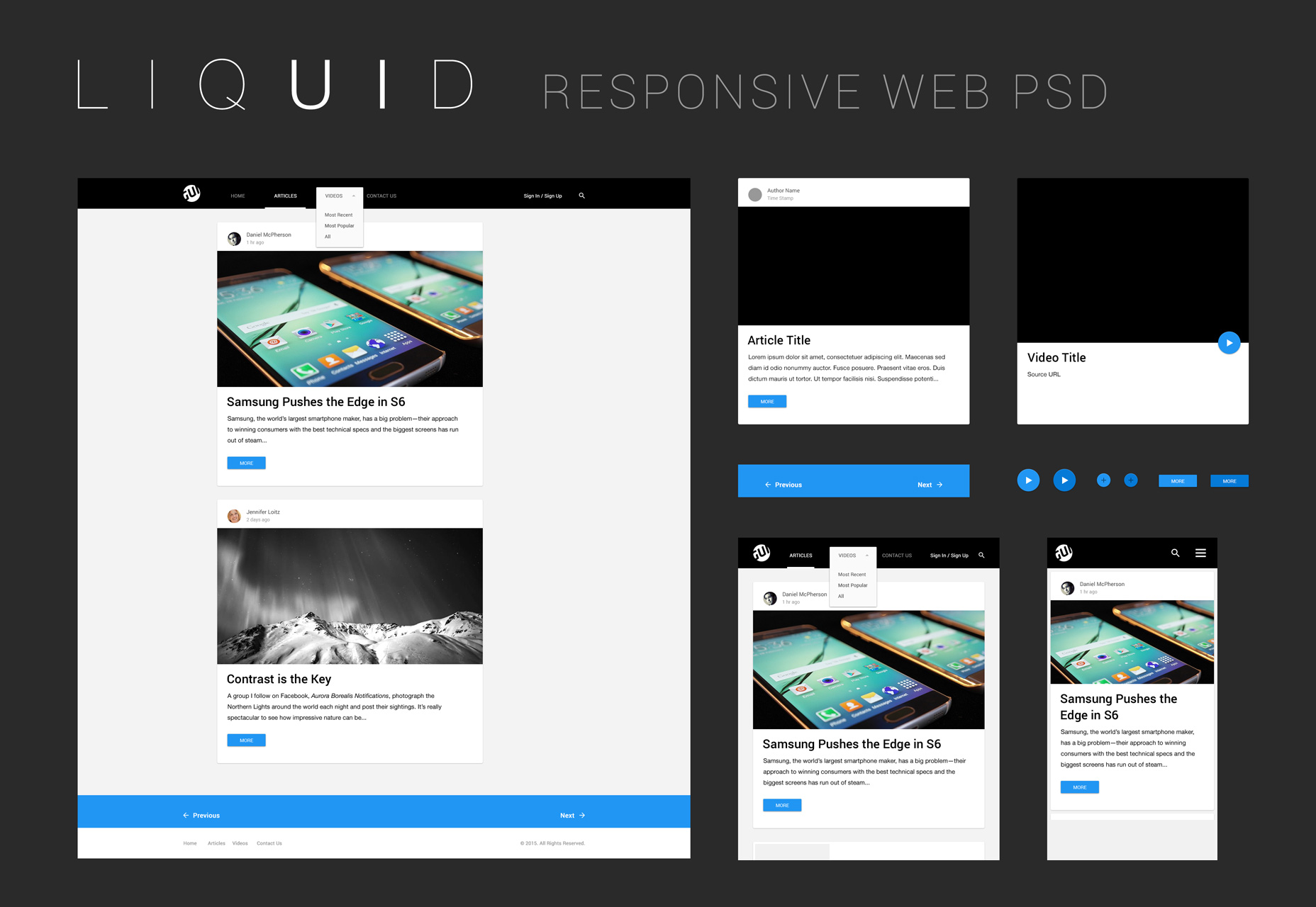 50+ fresh resources for designers, October 2015 Liquid: A Clean PSD Web UI Kit