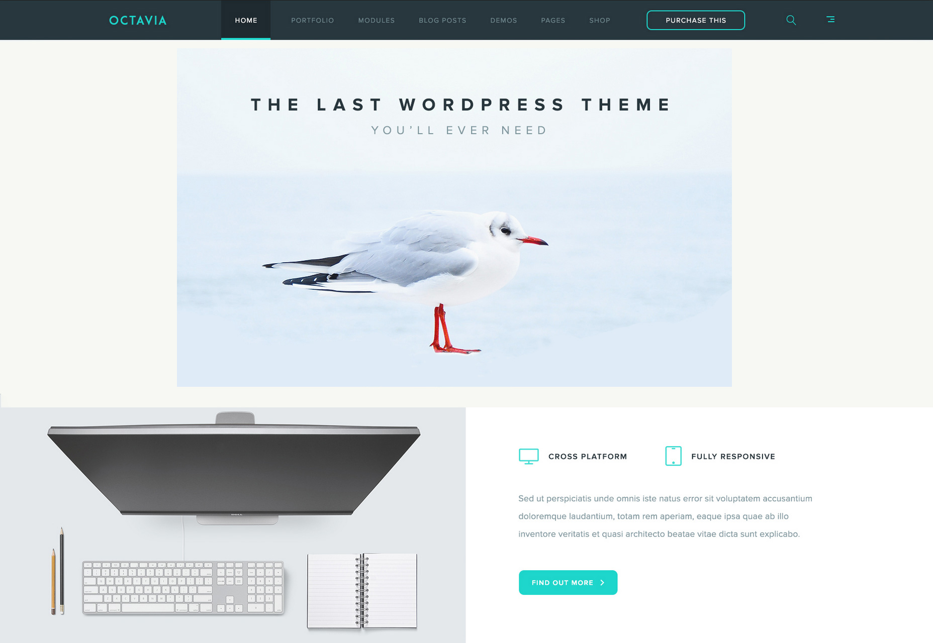 50+ fresh resources for designers, October 2015 Octavia: Clean & Minimal Landing Page PSD Template