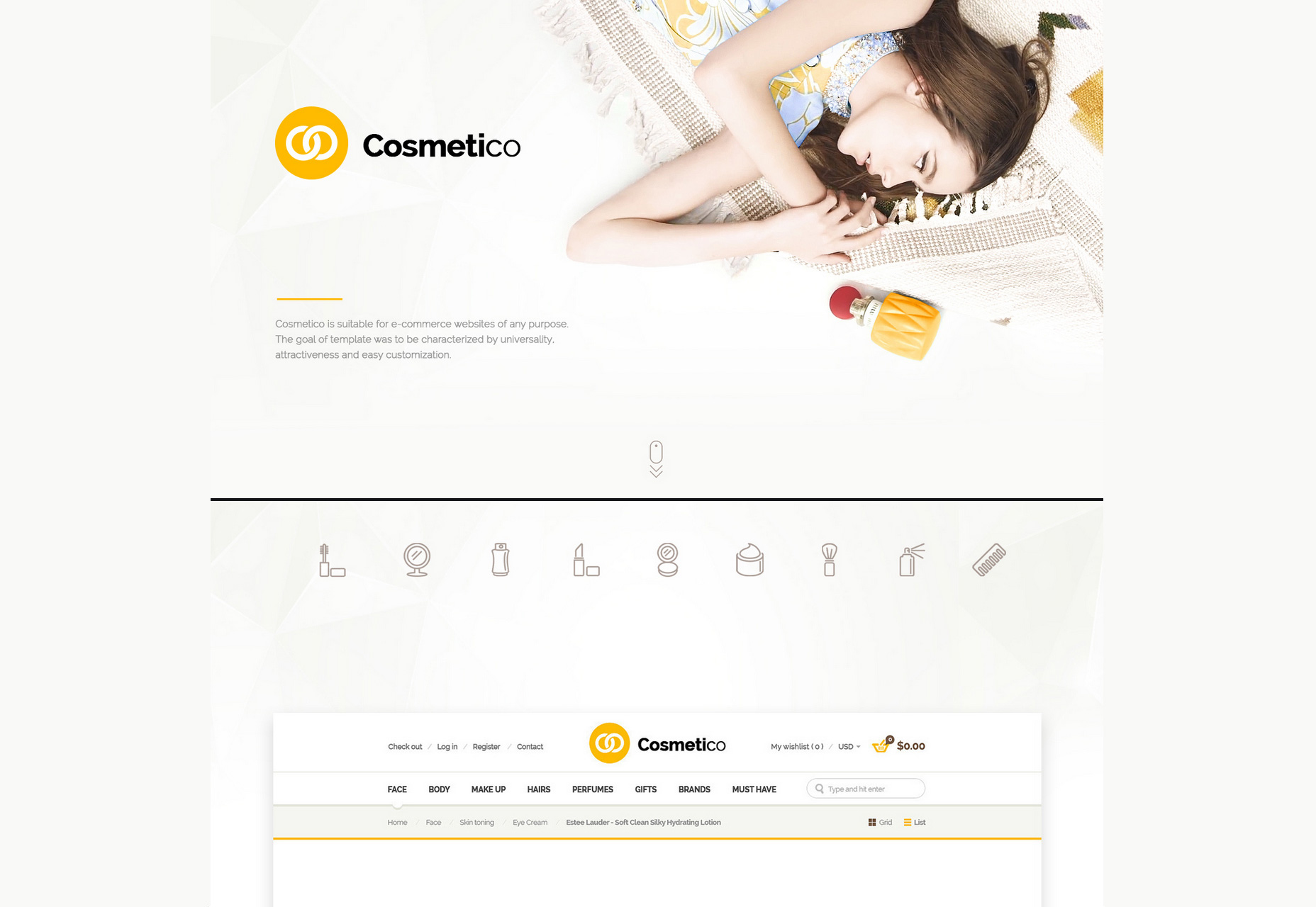 50+ fresh resources for designers, October 2015 Cosmetico: Clean ECommerce PSD Template