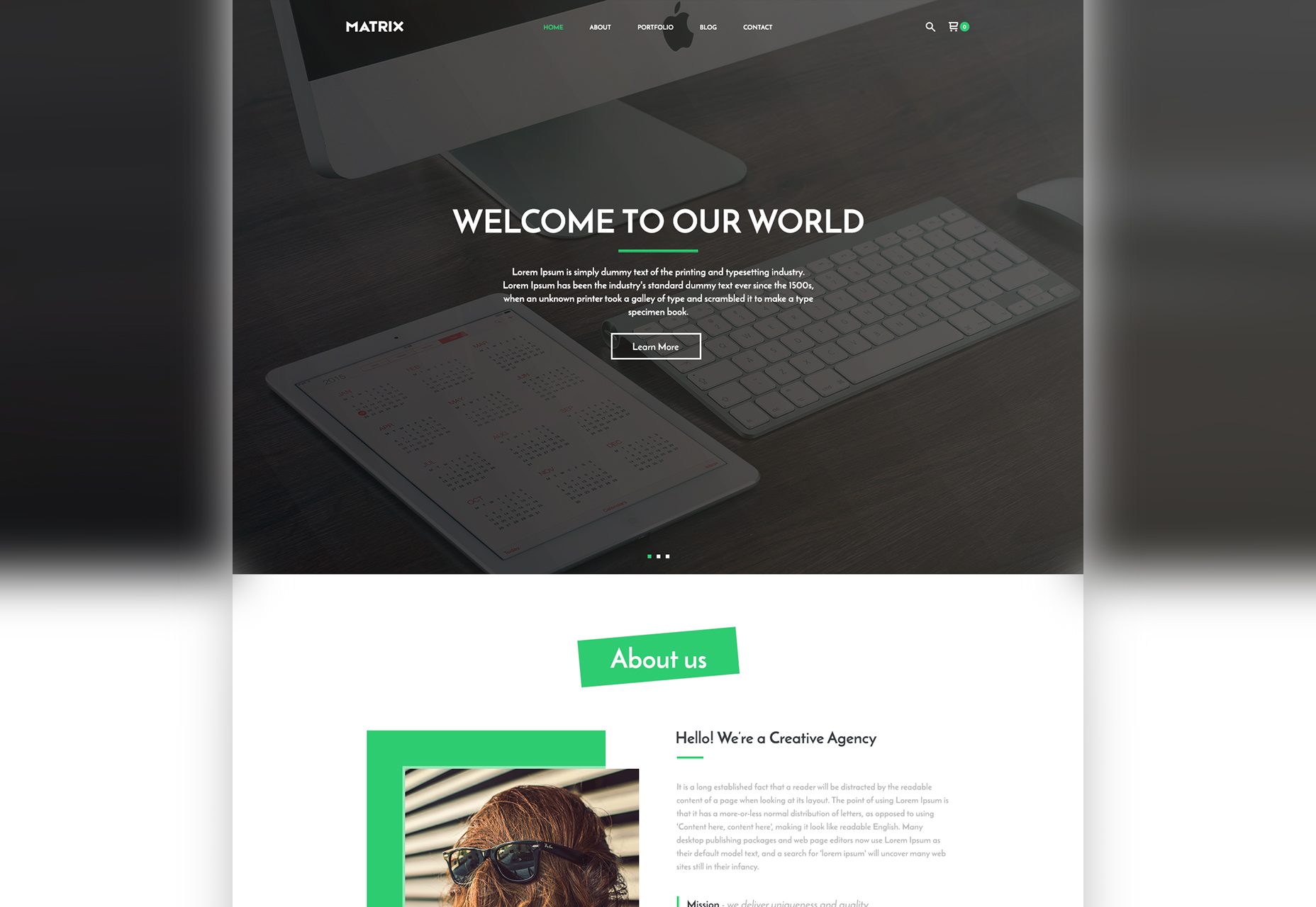 50+ fresh resources for designers, October 2015 Matrix: Clean & Minimal Landing Page PSD Theme