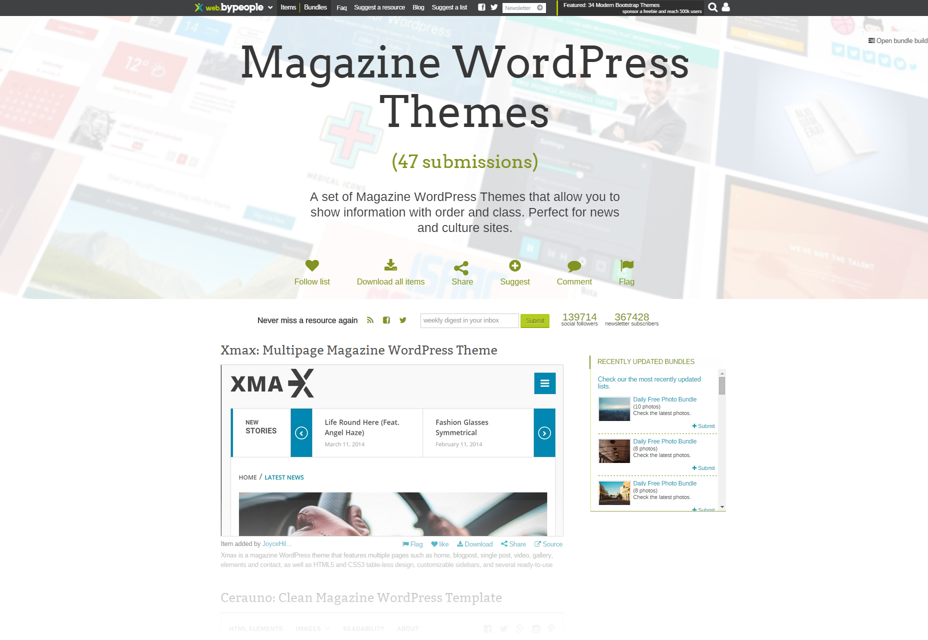50+ fresh resources for designers, October 2015 Curated Magazine WordPress Themes Bundle