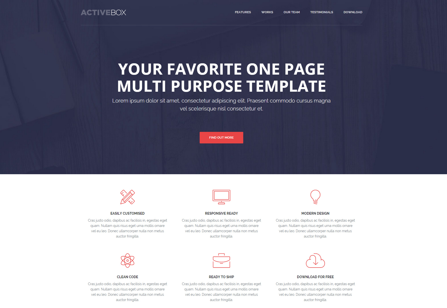 50+ fresh resources for designers, October 2015 ActiveBox: One-page Multipurpose HTML Template