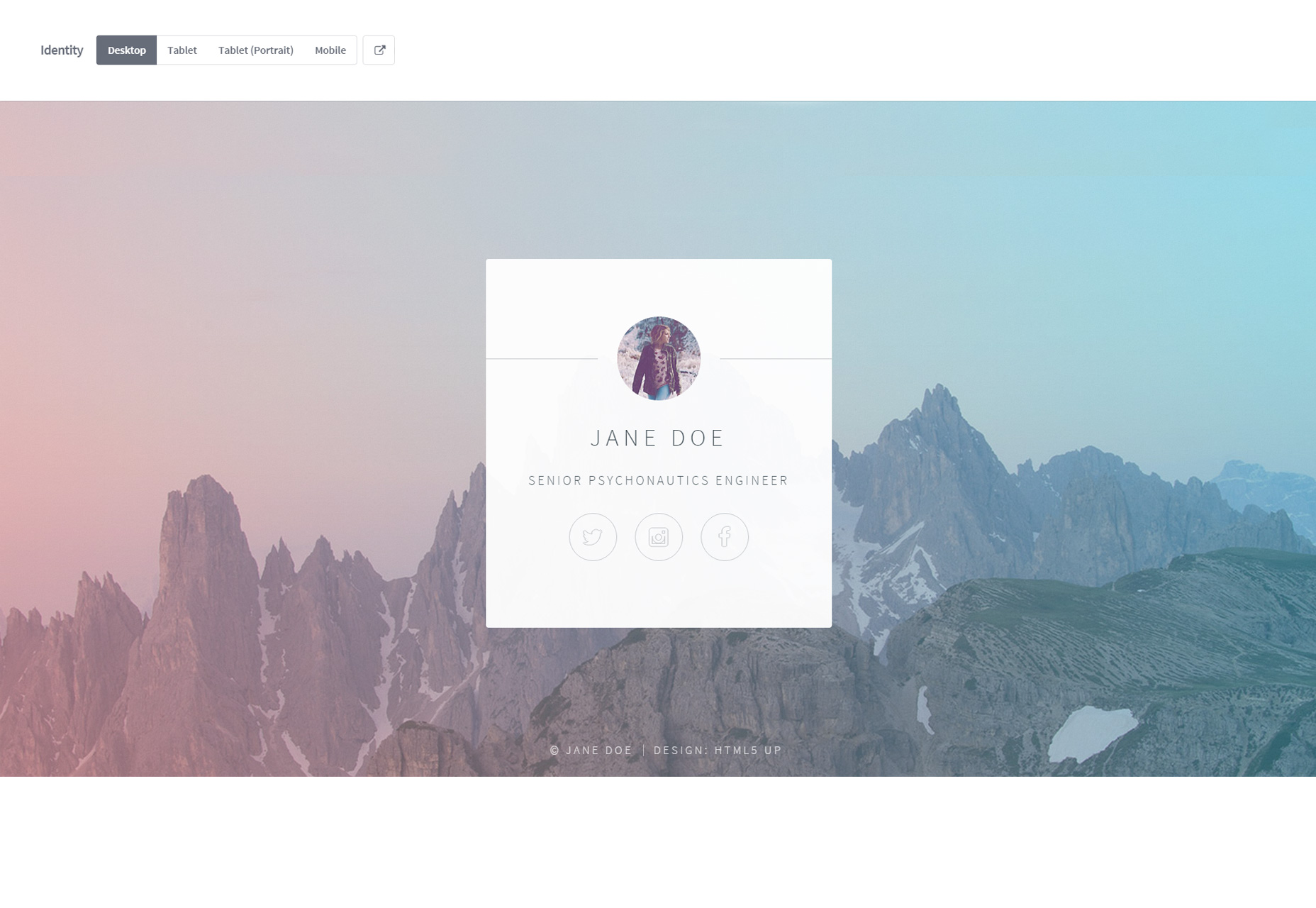 50+ fresh resources for designers, October 2015 Identity: A Minimal ID Card HTML Template
