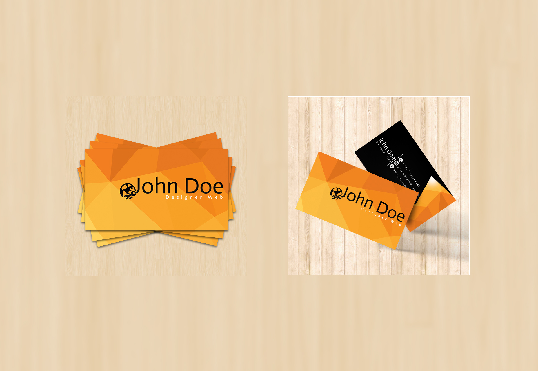 50 incredible freebies for web designers, September 2015 Geometric Low-Poly Background Business Card Template