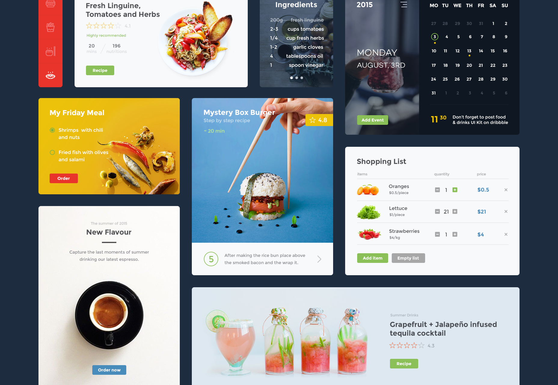 50 incredible freebies for web designers, September 2015 Food & Drink Website UI Kit