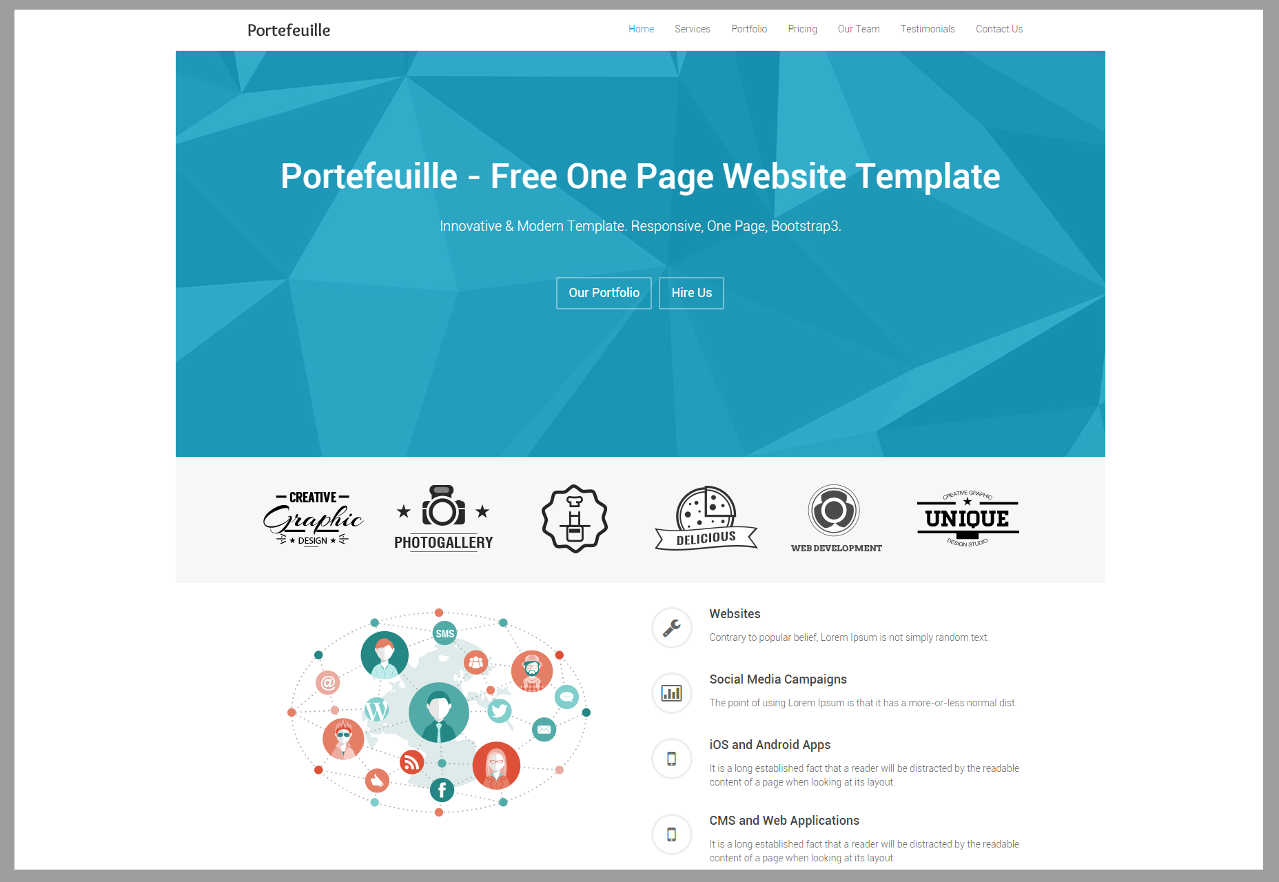 50 incredible freebies for web designers, September 2015 Portefeuille: One-page Portfolio HTML Theme