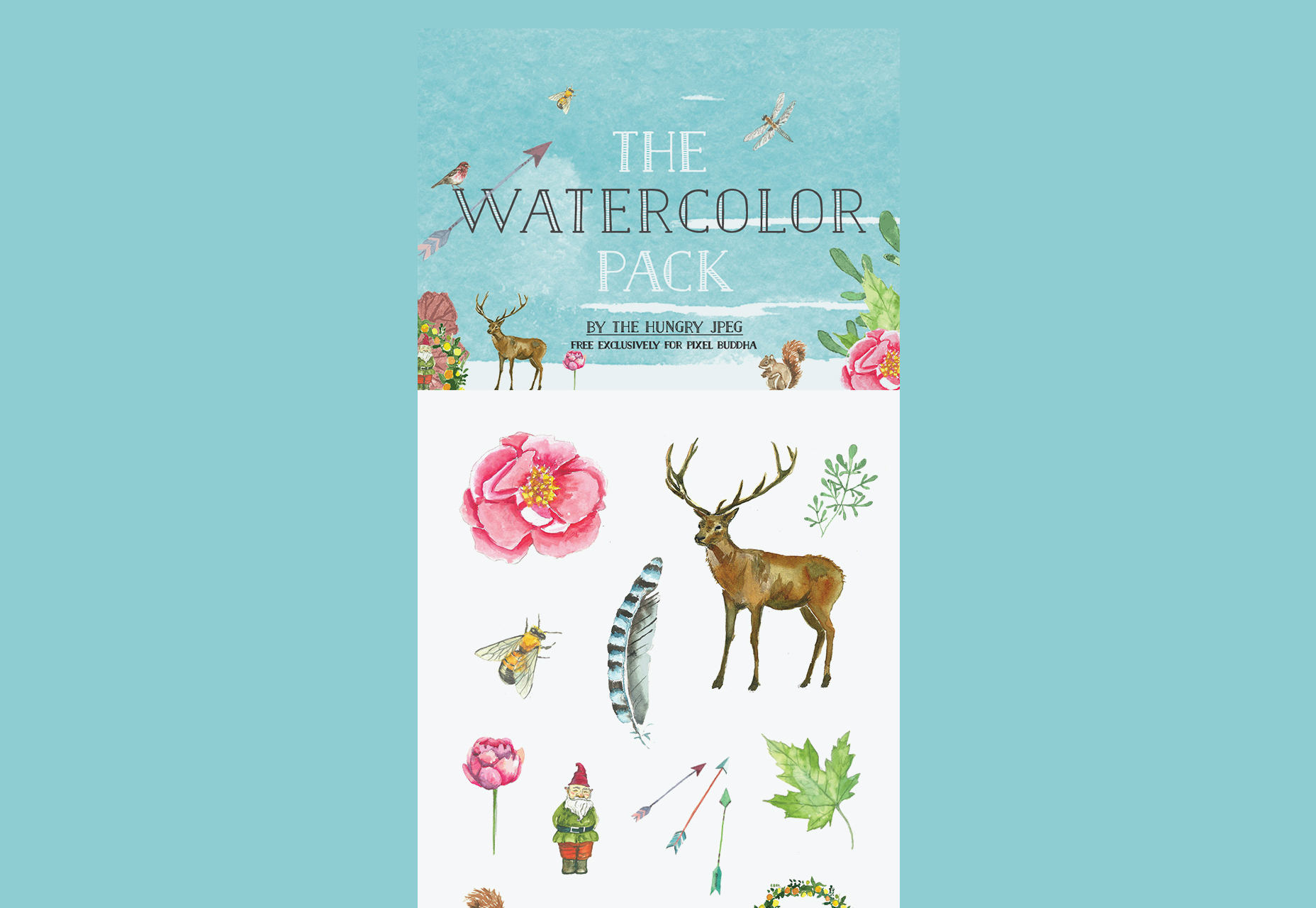 50 incredible freebies for web designers, July 2015 A Watercolor Free PSD and PNG Pack