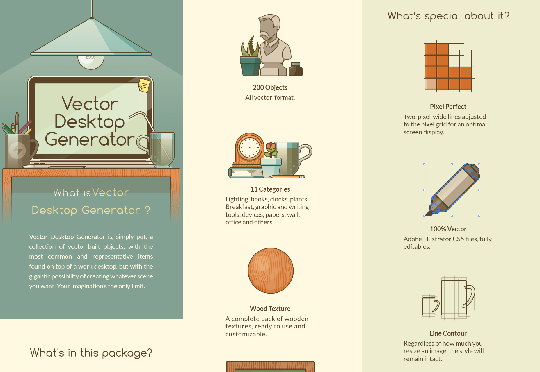 50 incredible freebies for web designers, July 2015 Desktop Generator: 200 Editable Vector Elements
