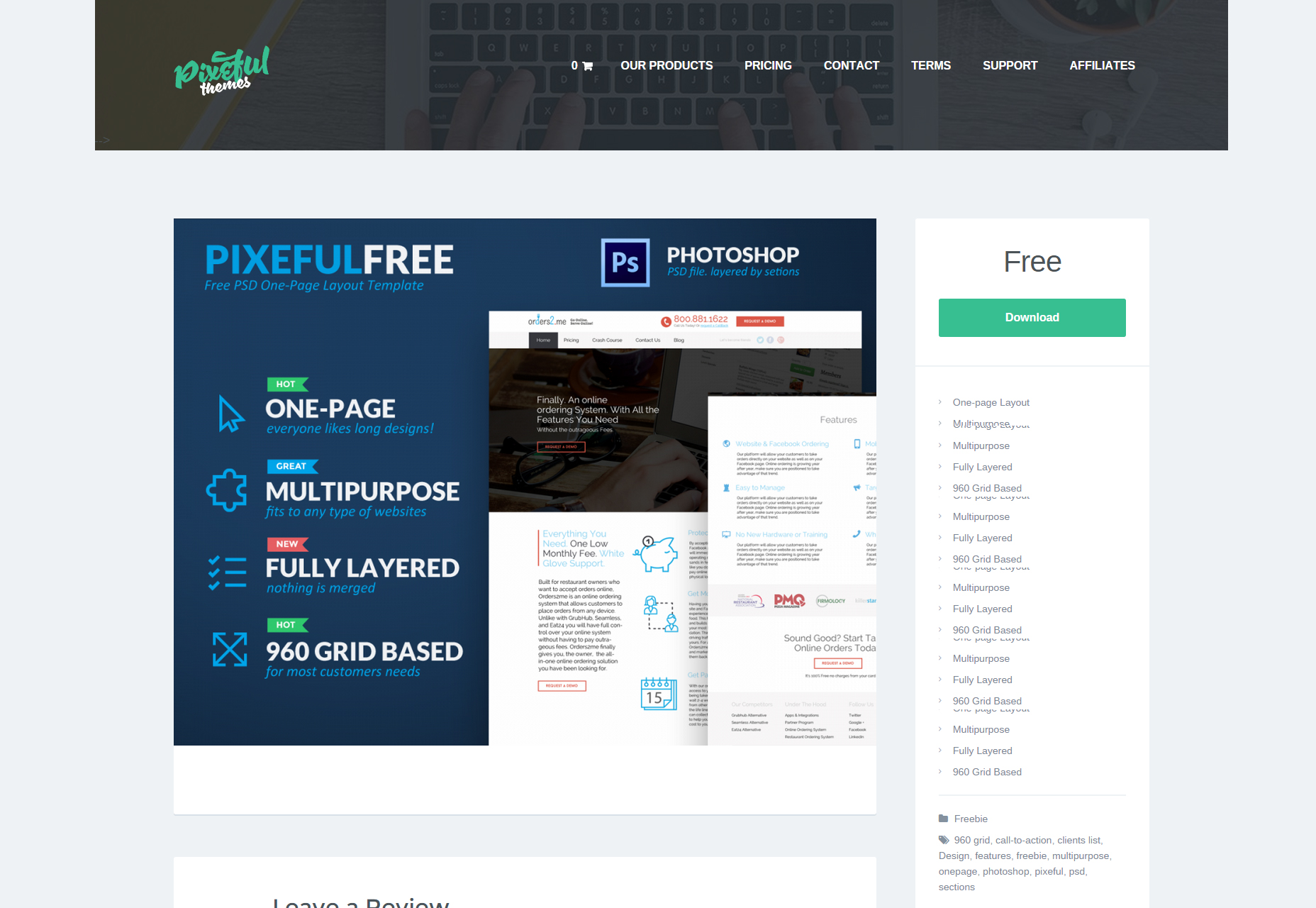 50 incredible freebies for web designers, July 2015 Free One-Page PSD Template