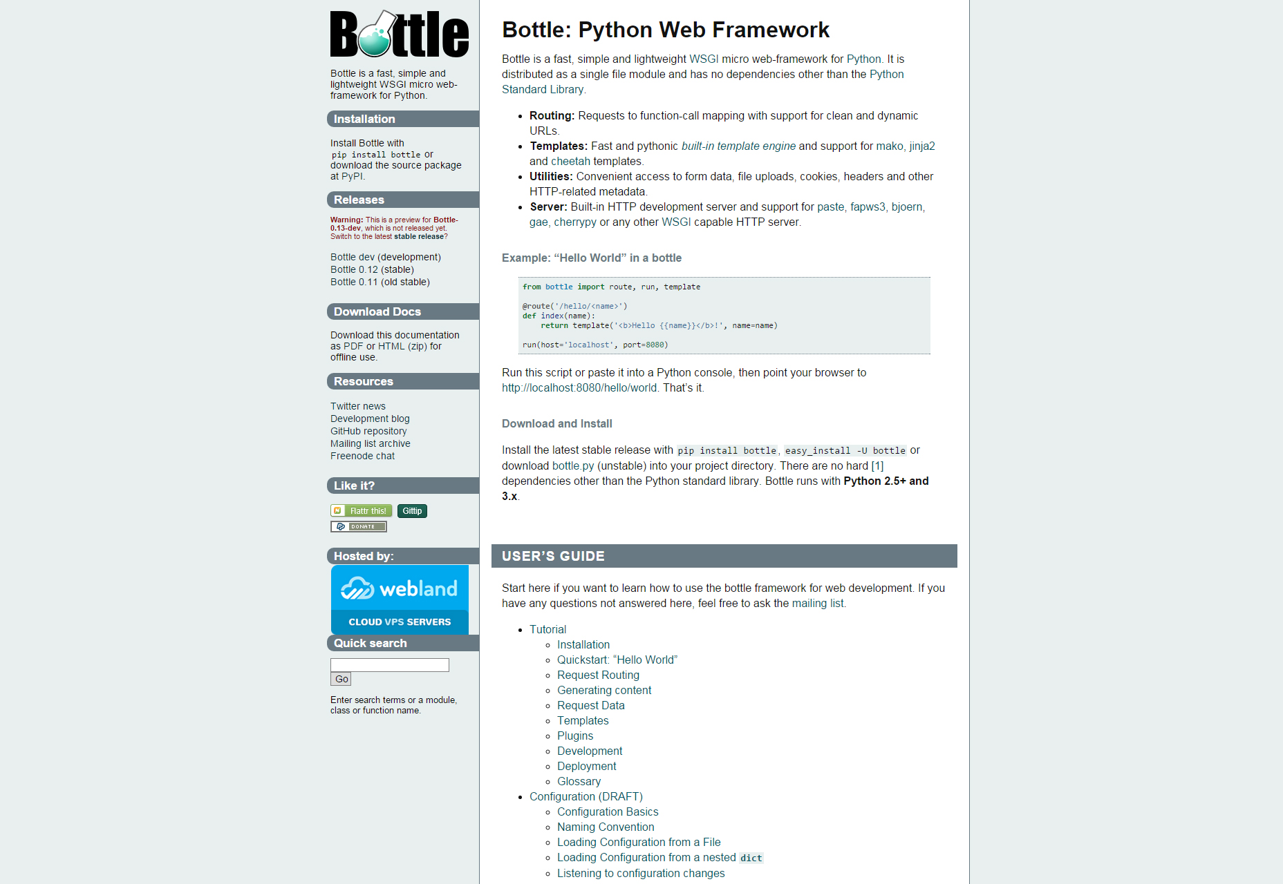 50 incredible freebies for web designers, July 2015 Bottle: Python Micro Web Framework