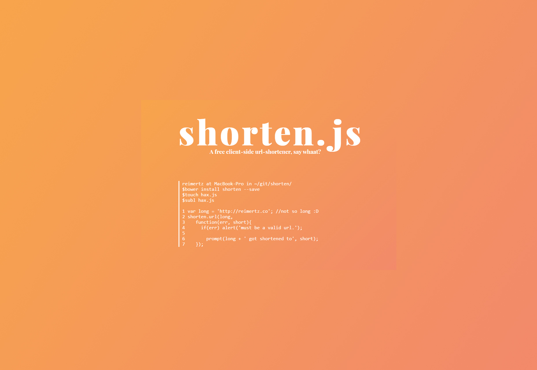 50 incredible freebies for web designers, July 2015 Shorten.li: Client-side Url-shortening JS Snippet