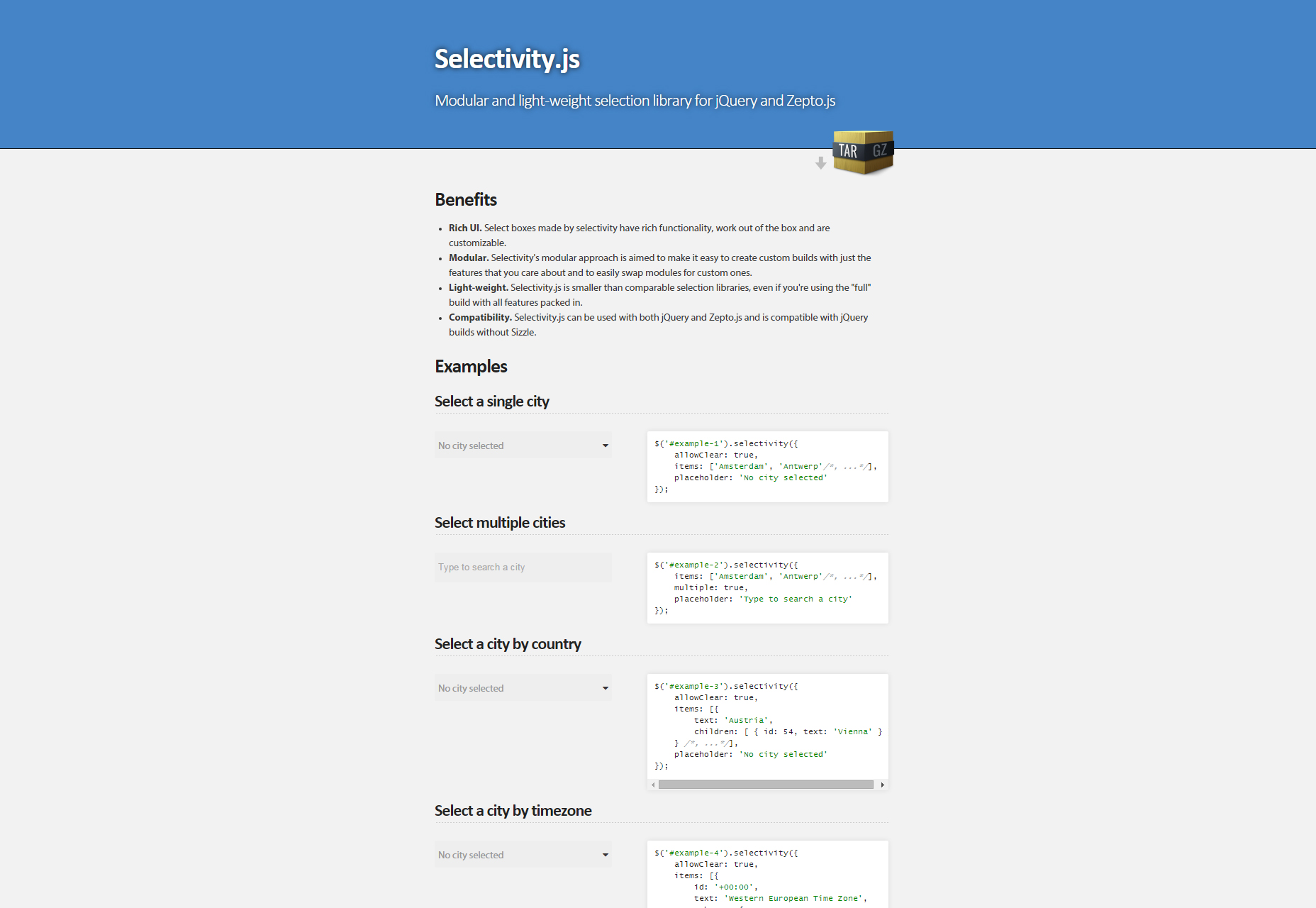 50 incredible freebies for web designers, July 2015 Selectivity: Modular and Light-weight JQuery Selection Library