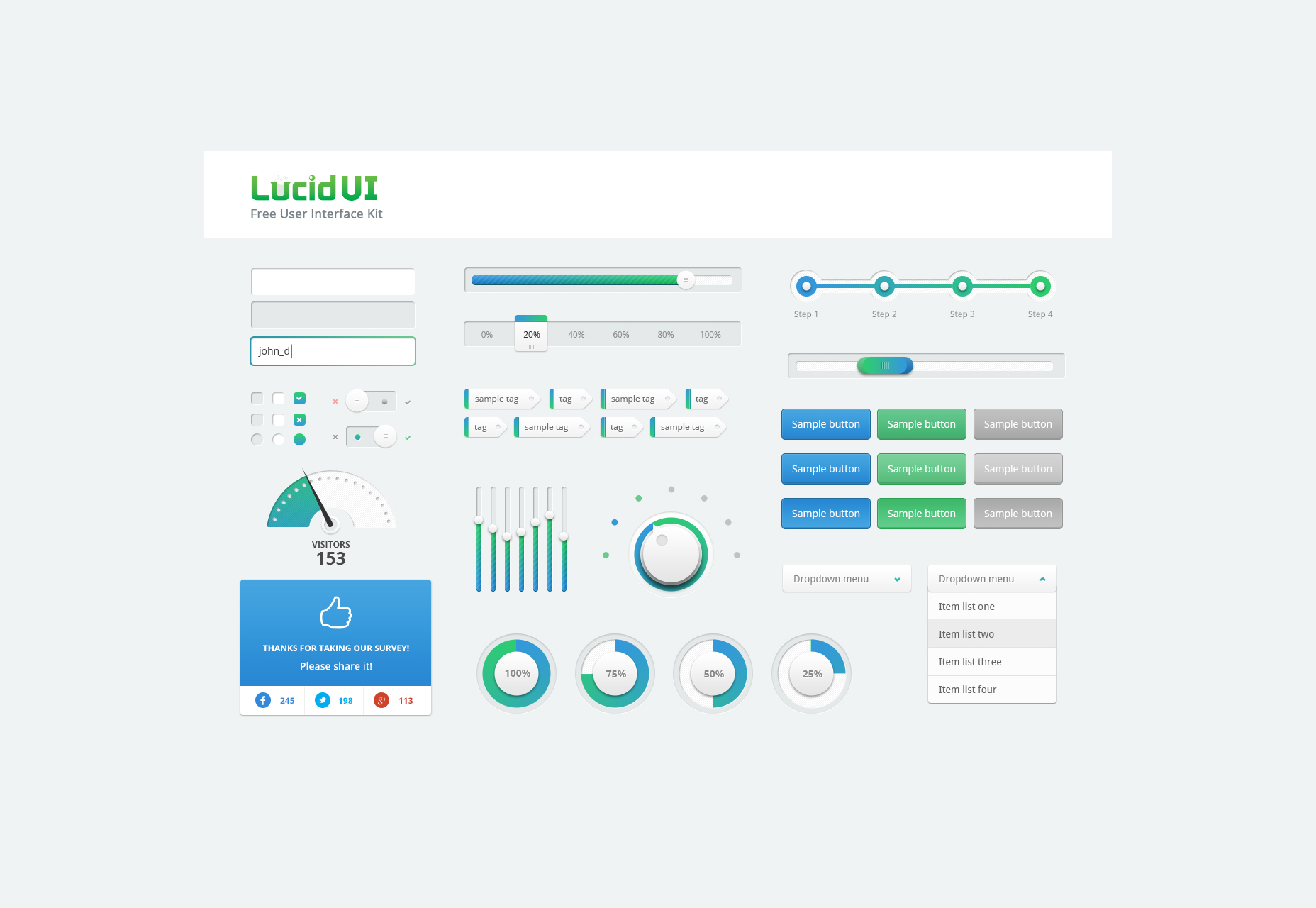 50+ incredible freebies for web designers, June 2015 Free Lucid PSD UI Kit