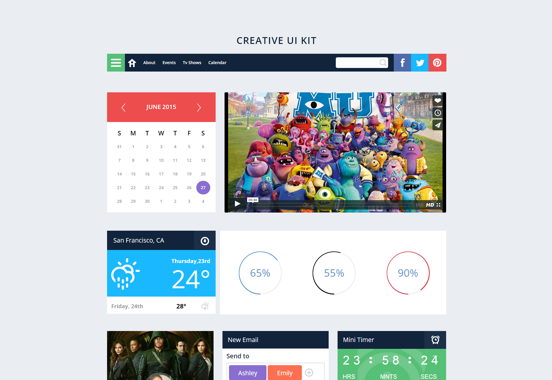 50+ incredible freebies for web designers, June 2015 Creative UI Kit: a Flat Bootstrap Responsive Web Template