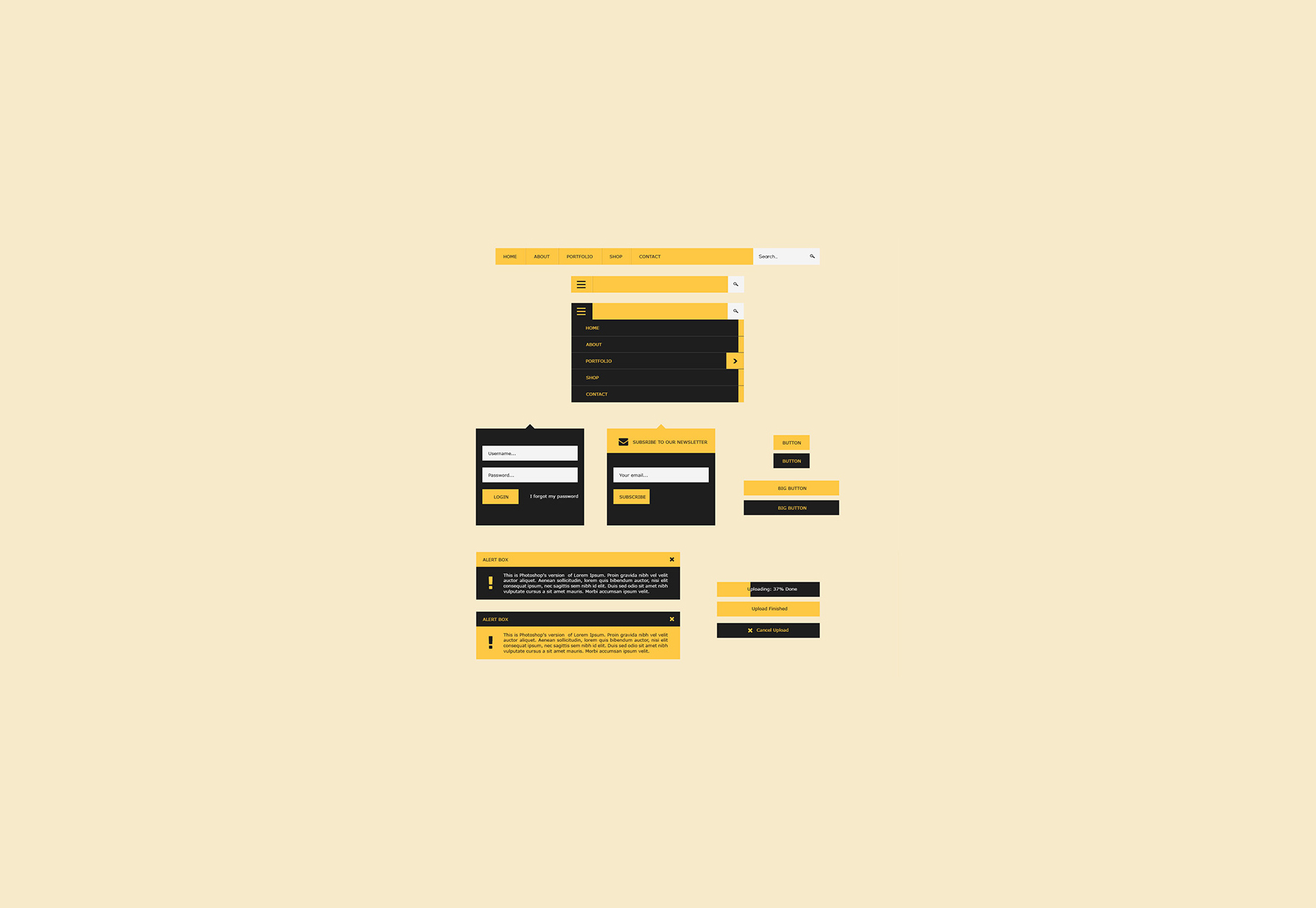 50+ incredible freebies for web designers, June 2015 Flat User Interface PSD Design Kit