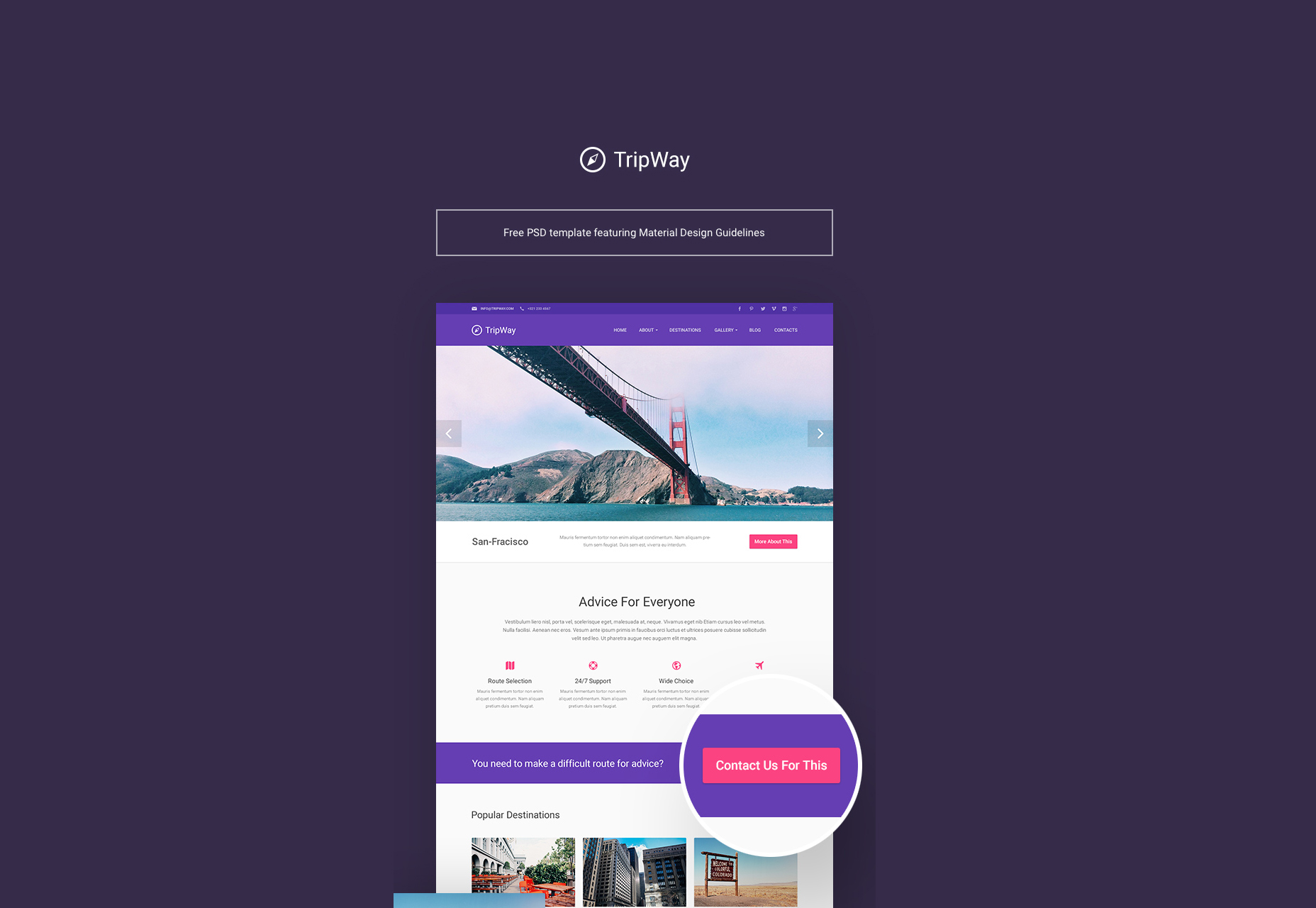 50+ incredible freebies for web designers, June 2015 TripWay: Travel and Adventure PSD Template