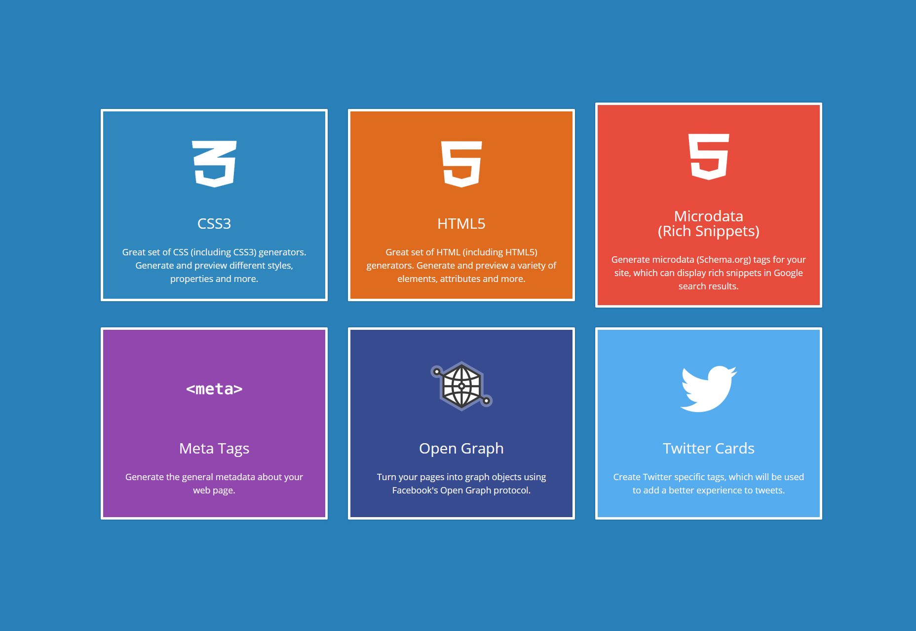 50+ incredible freebies for web designers, June 2015 CSS3, HTML5, Microdata, Open Graph and Twitter Code Generators