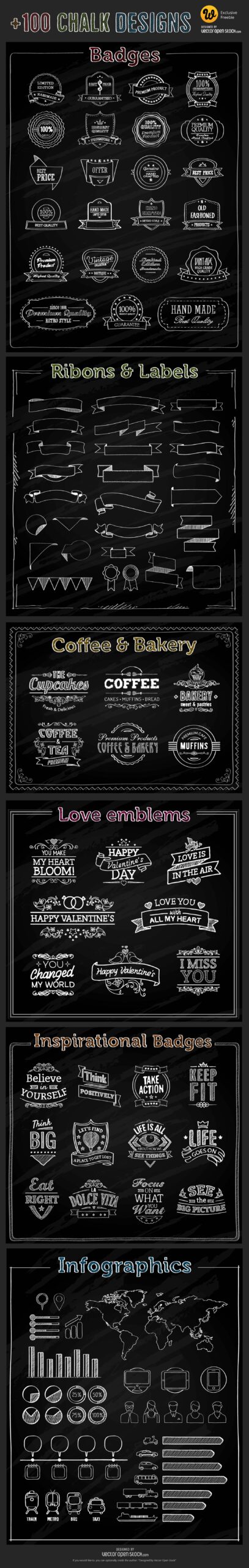 Free download: Chalk vector elements preview