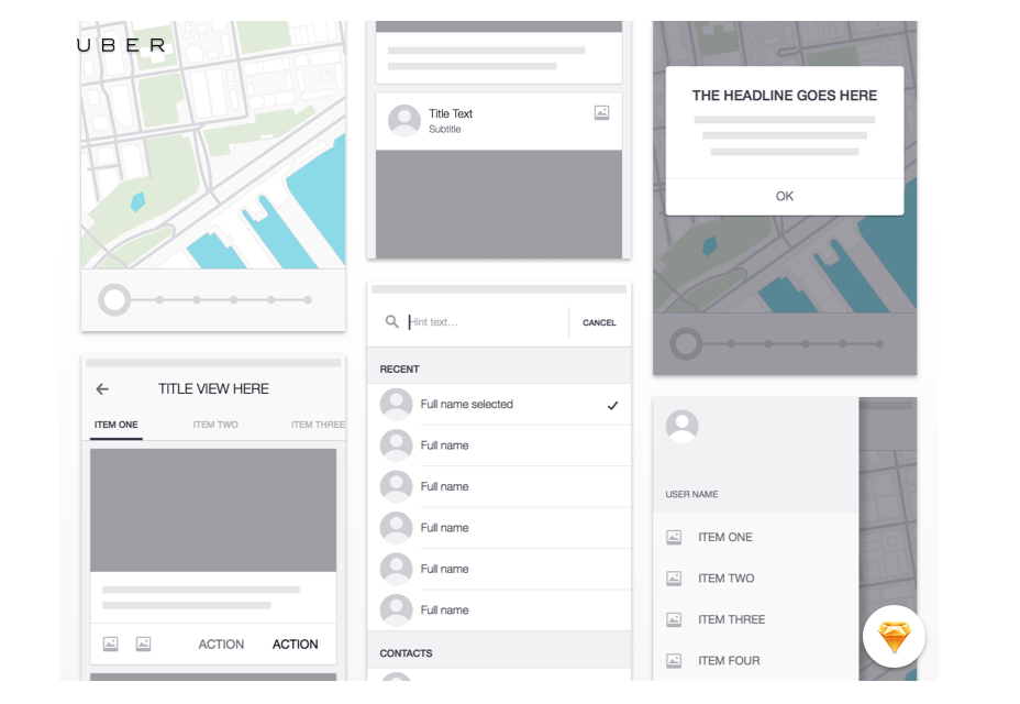 50+ incredible freebies for web designers, May 2015 Uber iOS Wireframe Kit