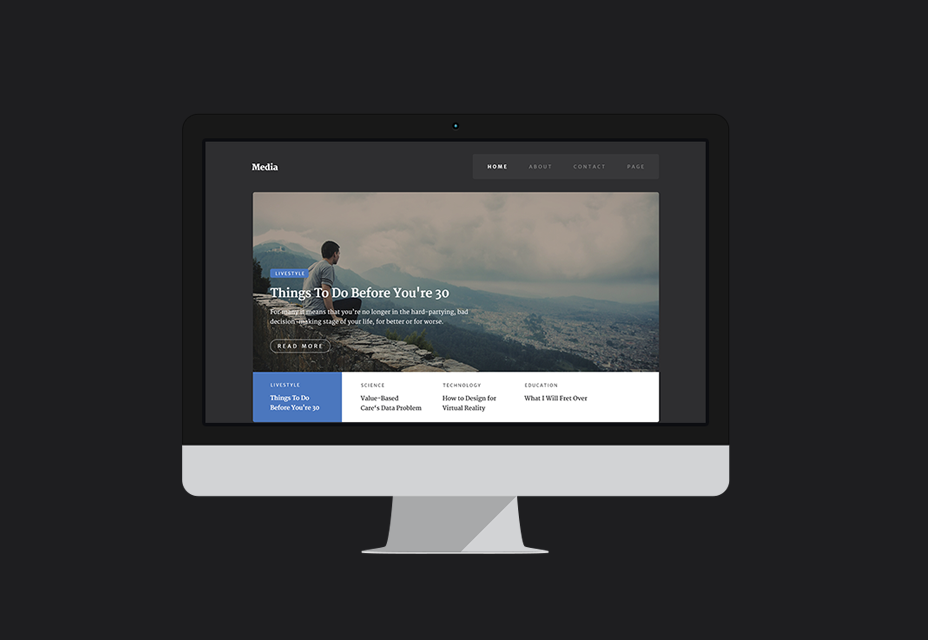 50+ incredible freebies for web designers, May 2015 Flat Media PSD Template