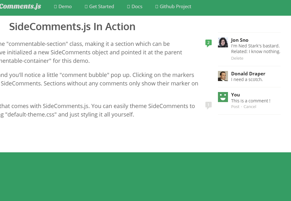 50+ incredible freebies for web designers, May 2015 SideComments.js: Medium-like Comments Interface Component