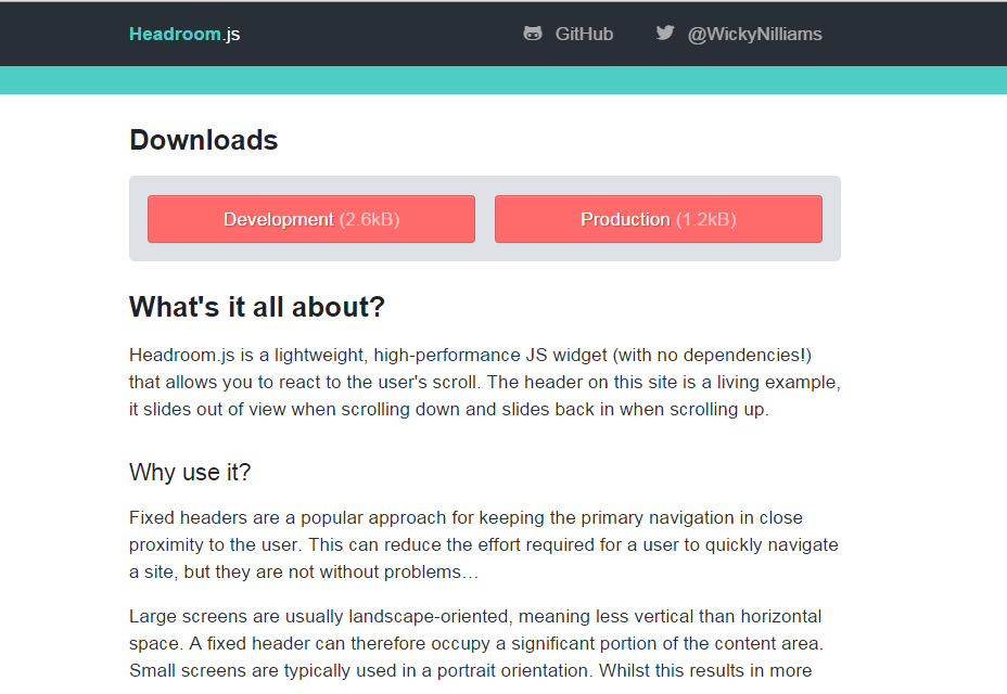 50+ incredible freebies for web designers, May 2015 Headroom.js: Hide Your Header on Scroll