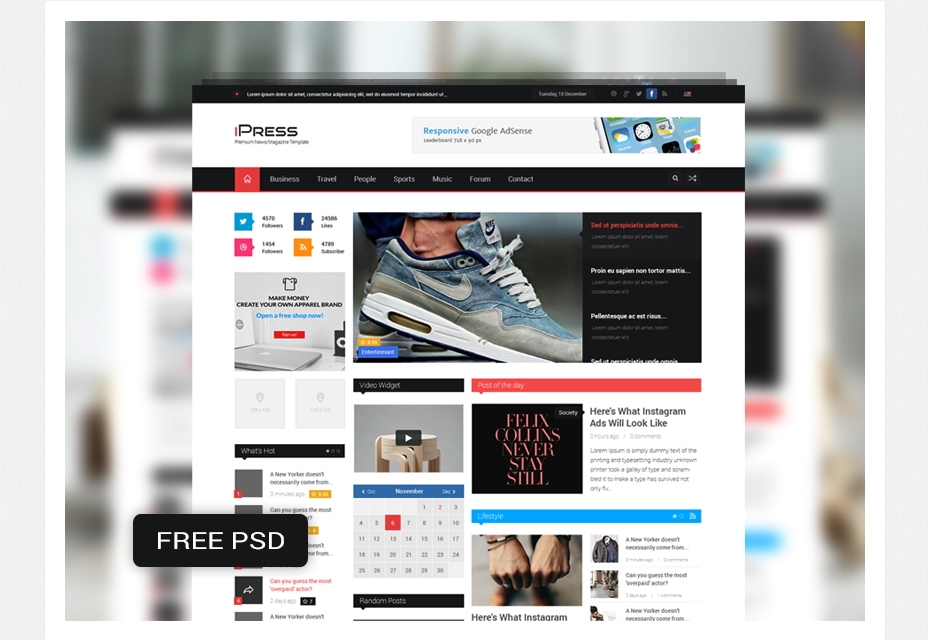 50+ incredible freebies for web designers, March 2015 IPress: Magazine and Blog Template