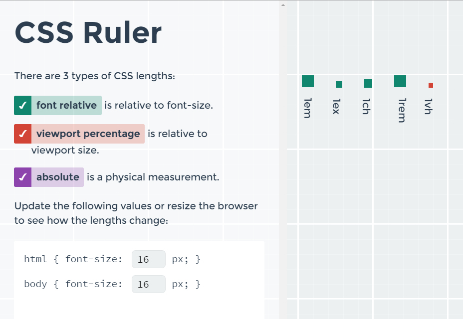 50+ incredible freebies for web designers, March 2015 CSS Ruler: Explore CSS Lengths