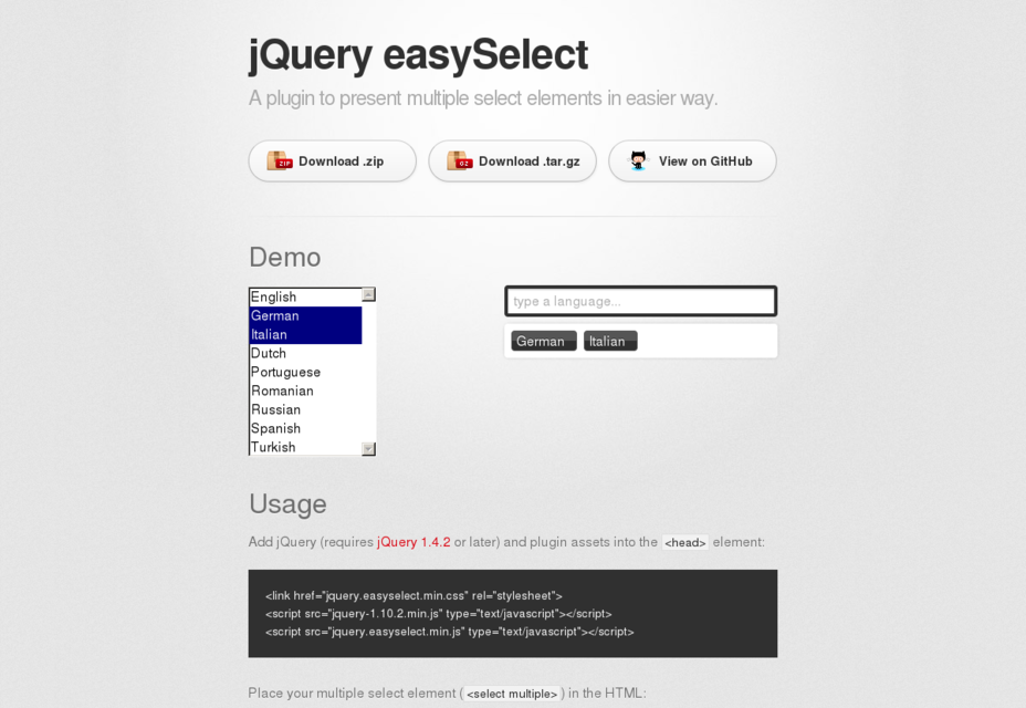 50+ incredible freebies for web designers, March 2015 JQuery EasySelect