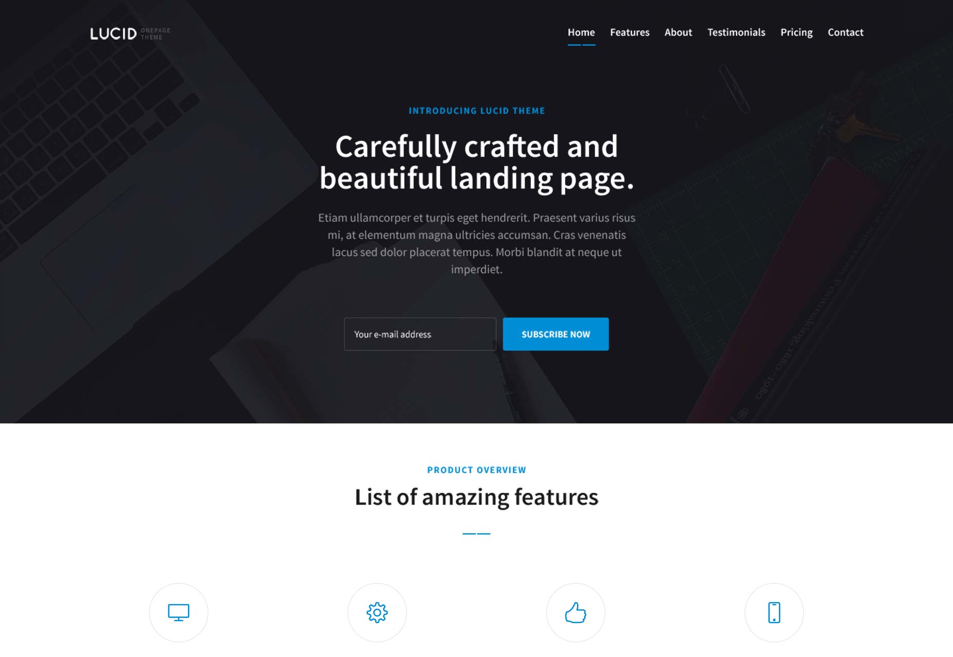 Free download: Lucid one page PSD template preview3