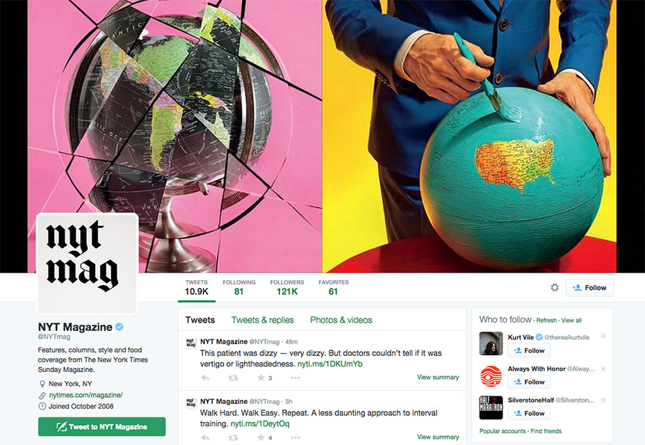 New York Times Magazine redesigns for the Web nyt_twitter
