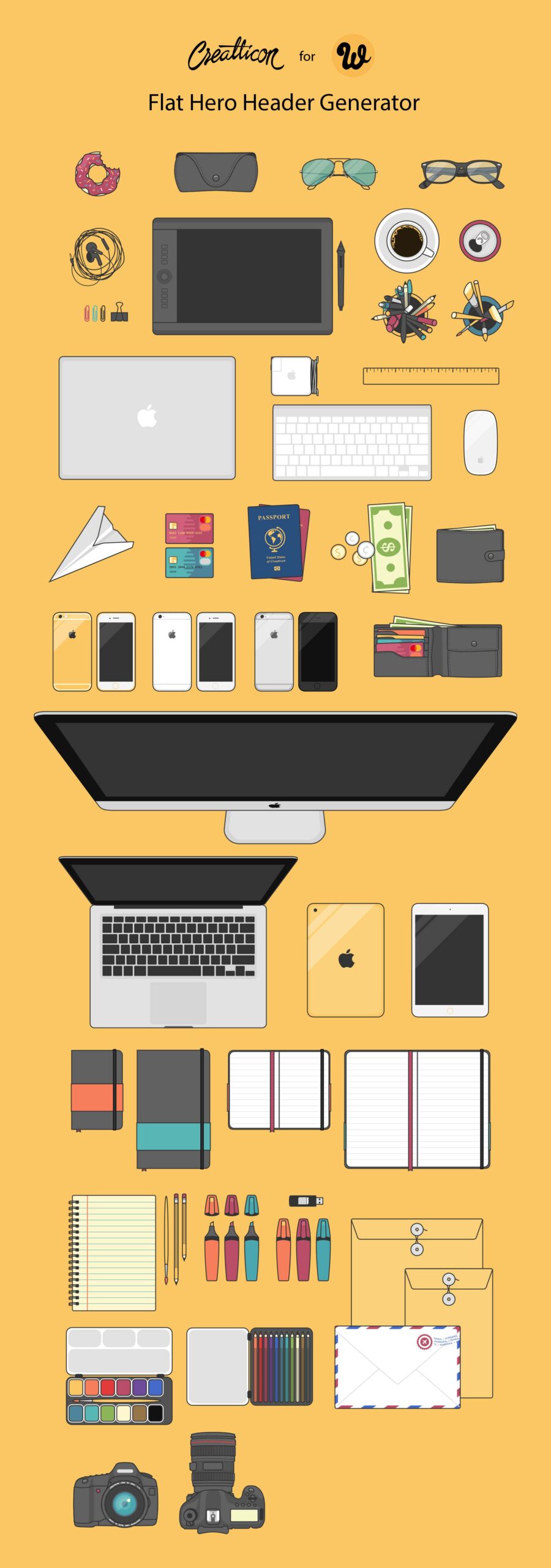 Free download: 59 flat-style illustrations preview