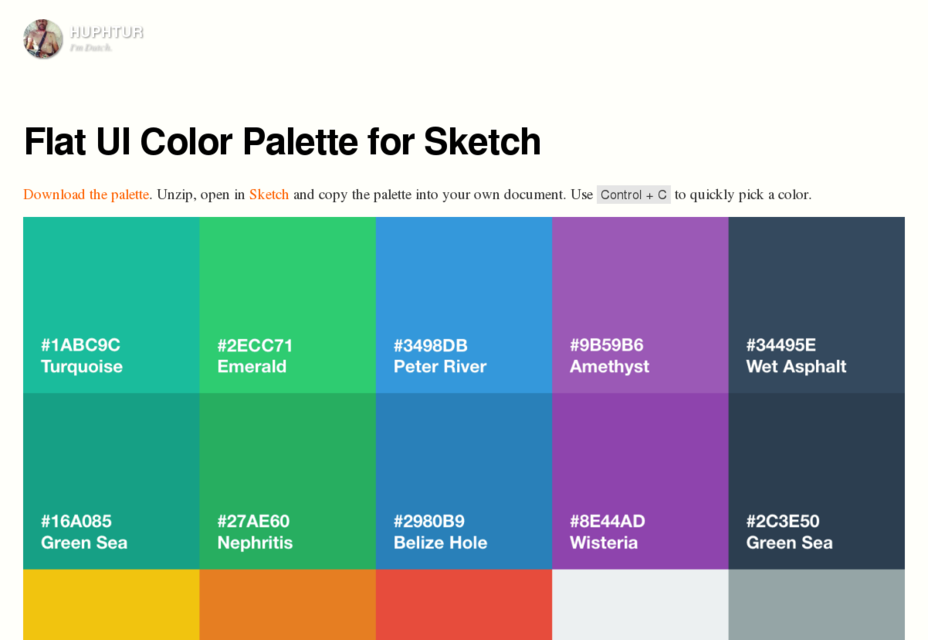 50 incredible freebies for web designers, February 2015 Flat UI Color Palette for Sketch